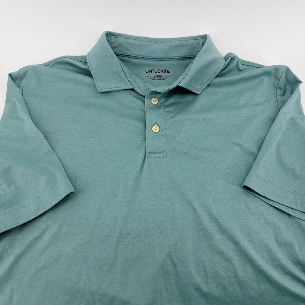 UNTUCKit Van Der Heyden Polo Shirt Mens Large Green Cotton Short Sleeve 40523
